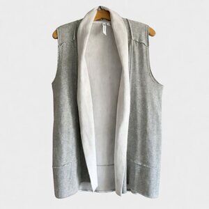 Cable & Gauge Gray Shawl Collar Open Front Vest L